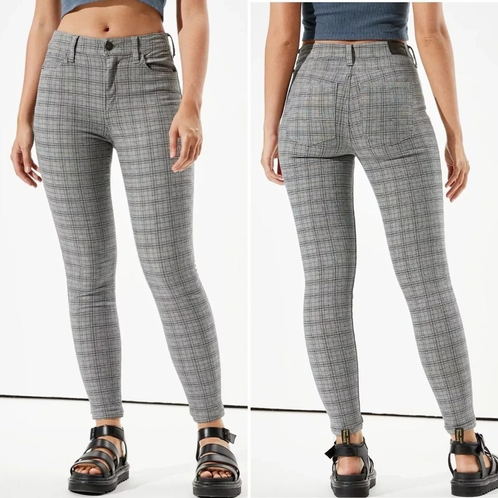 American Eagle Outfitters Size 4 Multi Plaid Super Stretch High Rise Jeggings - Picture 1 of 9